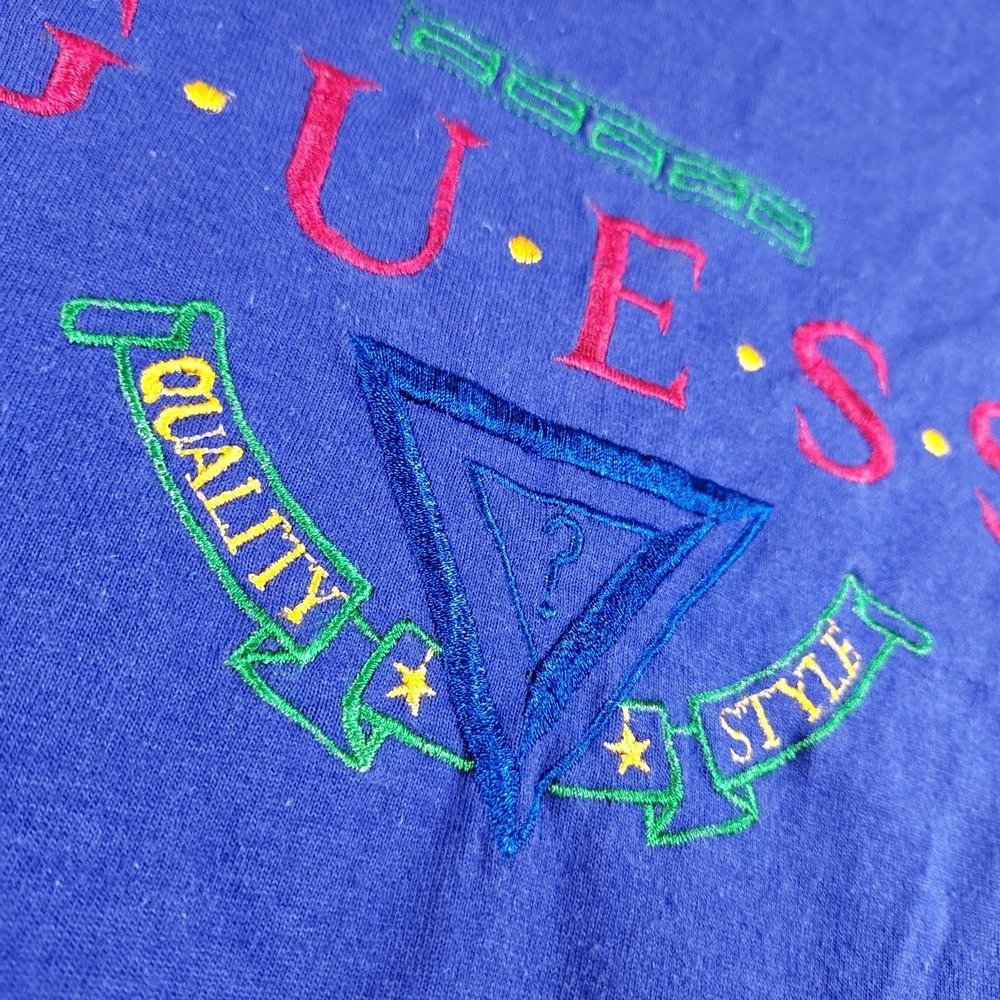 Vintage Guess Shirt Men Large Purple 90s Embroidered Quality Style Single Stitch - Picture 3 of 9